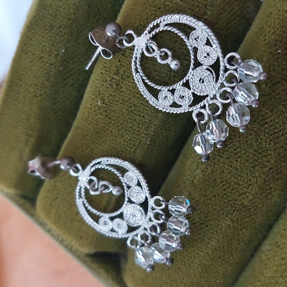 Sterling silver glass bead dangle earrings